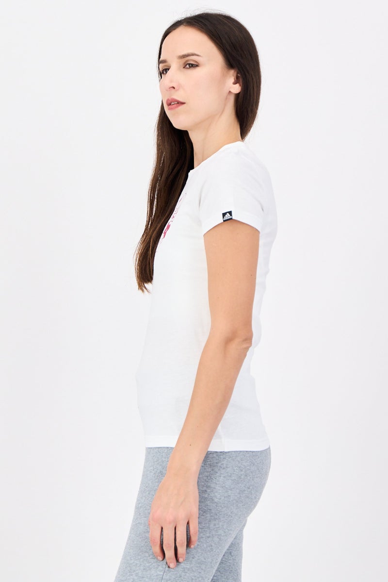 Adidas Women Sportswear Fit Short Sleeve Outdoor T-shirt, White - Image 2